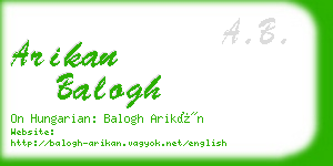 arikan balogh business card